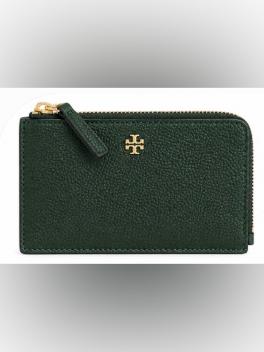 Tory Burch Blake Leather Zip Card Case in Basil